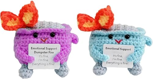 Ashopfun Emotional Support Dumpster Fire,Adorable Emotional Crochet Dumpster Fire Doll,Knitting Doll Funny Desk Decor,Handmade Crochet Emotional Support Dumpster Fire Gift (Purple+Blue) von Ashopfun