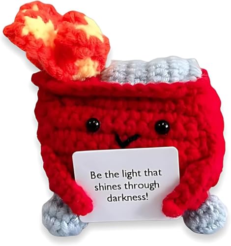 Ashopfun Emotional Support Dumpster Fire,Adorable Emotional Crochet Dumpster Fire Doll,Knitting Doll Funny Desk Decor,Handmade Crochet Emotional Support Dumpster Fire Gift (Red) von Ashopfun