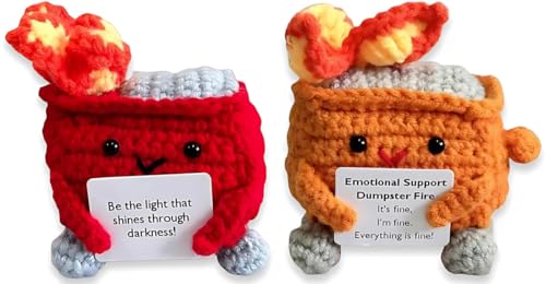 Ashopfun Emotional Support Dumpster Fire,Adorable Emotional Crochet Dumpster Fire Doll,Knitting Doll Funny Desk Decor,Handmade Crochet Emotional Support Dumpster Fire Gift (Red+Orange) von Ashopfun