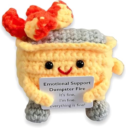 Ashopfun Emotional Support Dumpster Fire,Adorable Emotional Crochet Dumpster Fire Doll,Knitting Doll Funny Desk Decor,Handmade Crochet Emotional Support Dumpster Fire Gift (Yellow) von Ashopfun