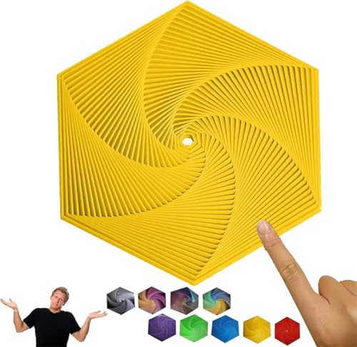 Fractal Fidget Hexagon,3D Printed Hexagon Fidget Toy,Fidget Cubes Sensory Toys,Hexagon Spiral Fidget Toy,Geometric Fidget Coasters,Mindful Meditation Tool,Stress & Anxiety Fidget Toy (Yellow) von Ashopfun