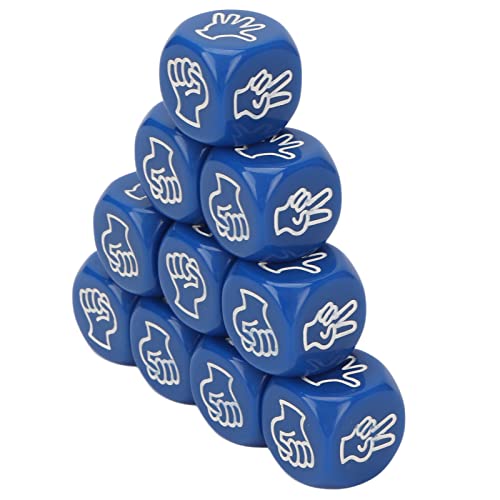 10-teilige Finger-Ratespielwürfel, 6-seitige 20-mm-Standardspielwürfel, Papierscheren-Spielwürfelset, Familienwürfelspiele für Kinder, Jugendliche und Erwachsene, (Blue) von Asixxsix