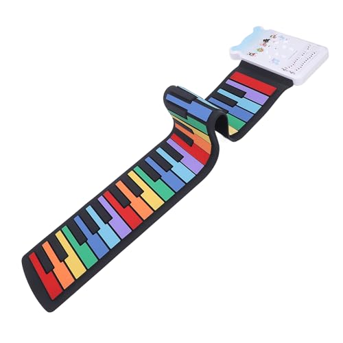 49 Tasten Roll up Piano, Regenbogenfarbenes Tragbares, Digitales, Faltbares Piano Keyboard Mit Eingebautem Lautsprecher Wiederaufladbares Silikon-Reiseklavier Lernspielzeug von Asixxsix