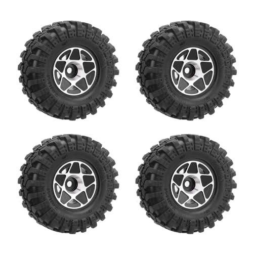 Asixxsix 1.0 Beadlock-Radreifen-Set, Robuste, Leichte 1.0-Crawler-Reifen für 1/24 RC Crawler Car, RC-Rad und Reifen für Hervorragenden Grip, Einfache Installation und Aufrüstung (Black) von Asixxsix