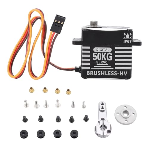 Asixxsix 50KG Bürstenloses Servo, Vollmetall-RC-Servo-Gear Digital-Servo, Wasserdichtes Hohes Drehmoment, 180 Grad, Hohes Drehmoment Servo, für 1/8 1/10 RC LKW-Auto-Boots Roboter von Asixxsix