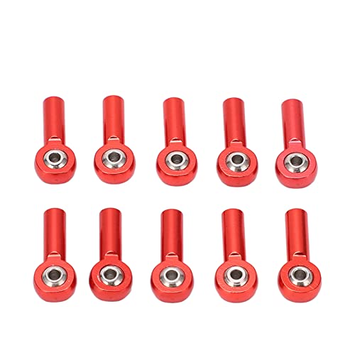 Asixxsix Aluminium-Verbindungsstangenkopf-Kugelgelenk, M3-Kugelgelenk 10 Stück für 1/10 1/8 RC-Auto (Rot) von Asixxsix