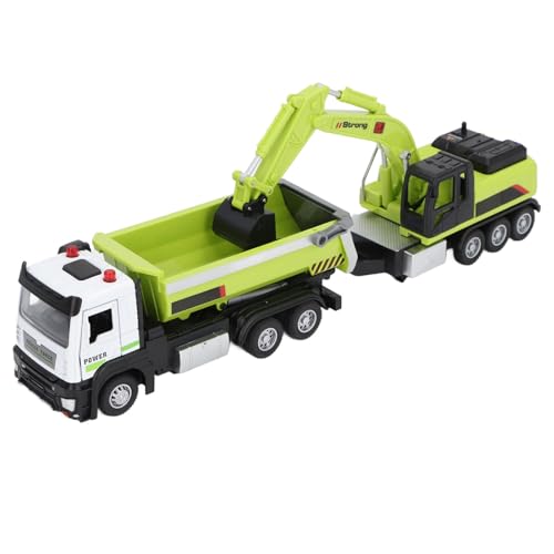 Asixxsix Baufahrzeug-Spielzeug-Set mit Muldenkipper und Bagger, Bau-LKW-Spielzeug mit Bagger, Abschleppwagen mit Bagger-Spielzeug für Jungen und Kinder und Dekorationshaus (GREEN) von Asixxsix