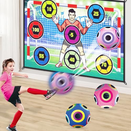 Asixxsix Fußball-Spielset für Kinder,Spielzeug-Fußballspiel-Trainer-Ball-Set mit 2 Bällen und Luftpumpe,Indoor-Outdoor-Hinterhof-Wurf-Fußballtorspiel, Fußball-Trainingsmattenziel für Drinne von Asixxsix