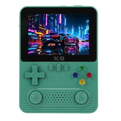 Asixxsix Handheld-Spielekonsole, Retro-Videospielkonsole mit 3D-Joystick, 32G-Karte und 3,5-Zoll-IPS-Farbbildschirm, Unterstützt 11 Spielemulatoren, 6000-mAh-Akku, Elektronischer (Green) von Asixxsix