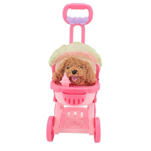 Asixxsix Haustierpuppen-Kinderwagenspielzeug, Interaktives Stoffhunde- und Schiebewagen-Set, Welpen-Haustierpflege, Rollenspielset, Pädagogisches Spielzeug für jun gen und Mädchen, (Teddy) von Asixxsix