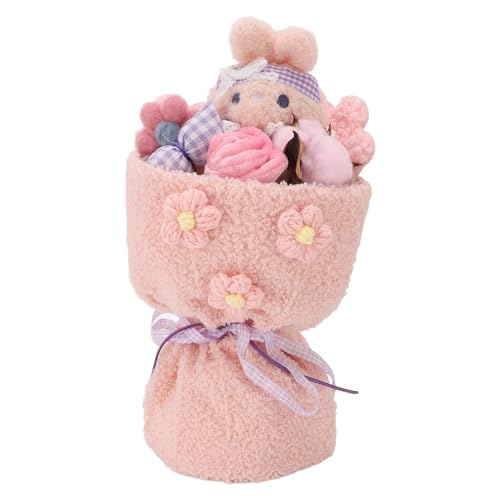 Asixxsix Plüsch Valentinstag Strauß, niedliche Kaninchen Figur Plüschpuppe Exquisite weiche Blume Plüsch Strauß Multifunktionale Plüsch Feier Bouquet für Frauen Mädchen (Pinks) von Asixxsix