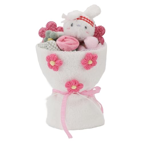 Asixxsix Plüsch Valentinstag Strauß, niedliche Kaninchen Figur Plüschpuppe Exquisite weiche Blume Plüsch Strauß Multifunktionale Plüsch Feier Bouquet für Frauen Mädchen (White) von Asixxsix