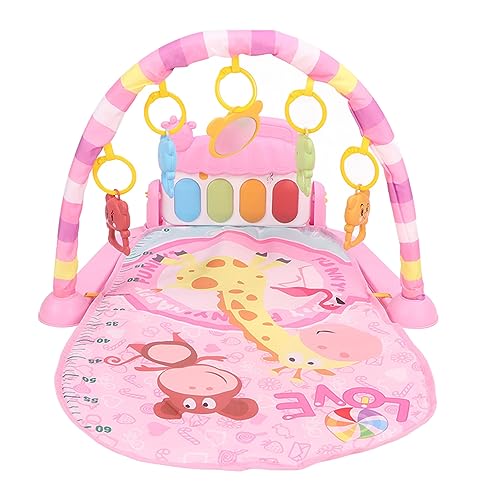 Baby-Fitness-Spielmatte, Bauchzeitmatte, Baby-Aktivitätsmatte für die Frühe Bildung, Verstellbares Musikalisches Aktivitätszentrum mit Licht für Neugeborene (PINK) von Asixxsix