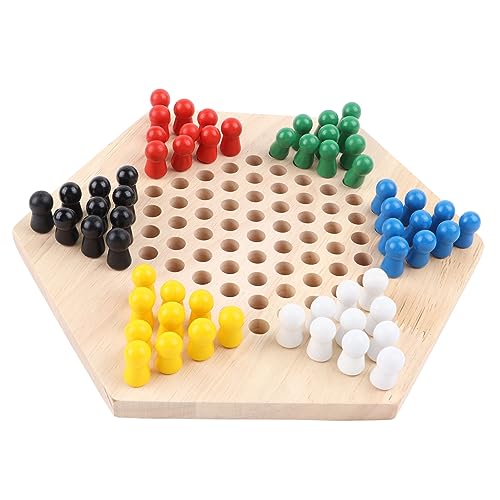 Chinesisches Dame-Set aus Holz, 6 Farbige Stifte, Chinesisches Dame-Brettspiel, Spielzeug, Pädagogischer Spaß, Klassische Strategie, Familienbrettspiele für Erwachsene, Kinder von Asixxsix