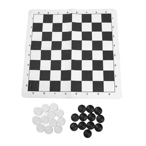 Dame-Set, Reisebrettspiele für Kinder und Erwachsene, Zusammenklappbare, Aufrollbare Dame-Spielsets aus PU-Leder, Familienbrettspiel, Aktivitäten Im Innen- und Außenbereich (Black) von Asixxsix