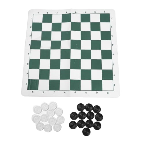 Dame-Set, Reisebrettspiele für Kinder und Erwachsene, Zusammenklappbare, Aufrollbare Dame-Spielsets aus PU-Leder, Familienbrettspiel, Aktivitäten Im Innen- und Außenbereich (Green) von Asixxsix