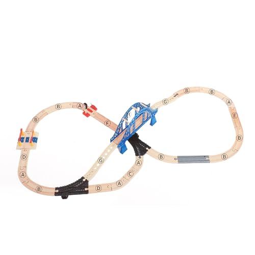 Holzeisenbahn-Set, Elektrisches Eisenbahngleis-Spielset, Kleinkindspielzeug, Interaktives Pädagogisches Kleinkind-Eisenbahn-Set-Spielzeug, Holzspielzeug für Jungen und Mädchen von Asixxsix