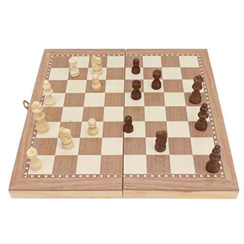 Holzschachspiel, 3-in-1-Schachspiel, Tragbares Reiseschachspiel mit Klappbrettern, Klassisches Dame-Brettspiel für Professionelle Anfänger, Breite Anwendungen von Asixxsix