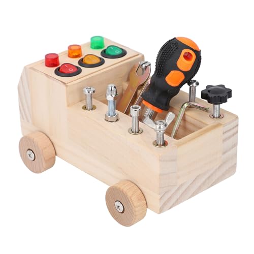 Montessori-Auto-Schraubendreher-Brett-Set, Beschäftigungsbrett für Kleinkinder, Montessori-Schraubendreher-Brett-Set für Kinder, Montessori-Spielzeug mit LED-Licht, Sensorisches von Asixxsix