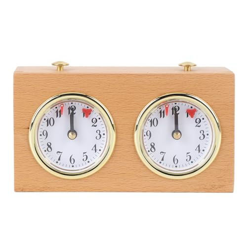 Retro-Analog-Schachuhr-Timer, Professionelle Schachuhr mit Großen Zifferblättern, Leicht Ablesbar, Mechanischer Schach-Timer Zum Aufziehen für Schachbrett-Internationalschach, von Asixxsix