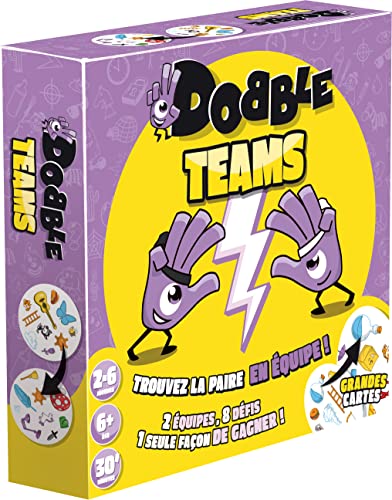 ASMODEE - Dobble: Teams – Gesellschaftsspiele – Kartenspiele – Gesellschaftsspiel – Spiel für Erwachsene und Kinder ab 6 Jahren – 2 bis 8 Spieler – 15 Minuten – französische Version von Asmodee