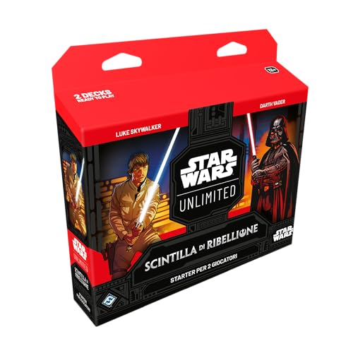 Asmodee, Star Wars: Unlimited TCG Stintilla of Rebellion, Starter Set 2 Spieler, Sammelkartenspiel für Kinder und Erwachsene, 12+ Jahre, 2+ Spieler, 20+ Min., Ausgabe auf Italienisch von Asmodee