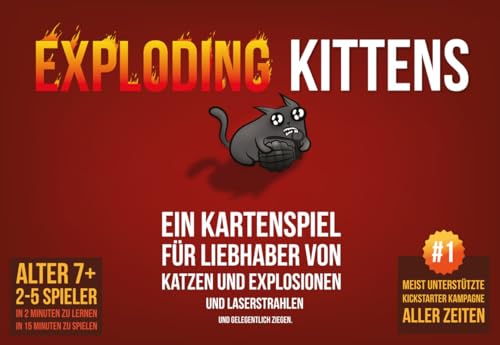 Exploding Kittens, Exploding Kittens, Grundspiel, Partyspiel, Kartenspiel, 2-5 Spieler, Ab 7+ Jahren, 15+ Minuten, Deutsch von Asmodee