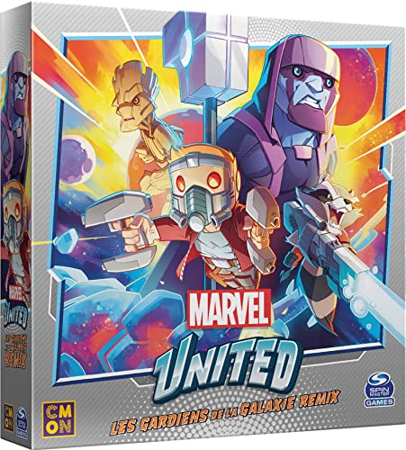 Asmodee - CMON – Marvel United Erweiterung: Guardians of the Galaxy Remix – Gesellschaftsspiele – Kartenspiele – Kopperationsspiel – Spiel für Erwachsene und Kinder ab 14 Jahren – französische Version von Asmodee