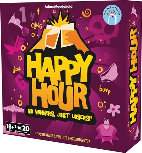 Asmodee Happy Hour – Gesellschaftsspiel für Erwachsene, Beste Trinkspiel ab 18 Jahren – Verschiedene Herausforderungen – Füllen Sie die Gläser – 20 Minuten – 3 bis 10 von Asmodee