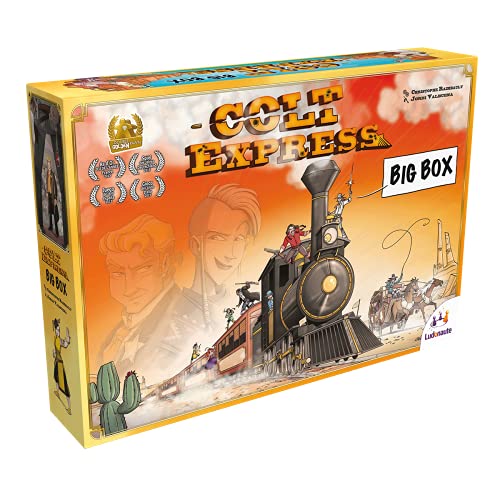 Ludonaute, Colt Express – Big Box, Grundspiel + Erweiterungen, Familienspiel, Brettspiel, 2-9 Spieler, Ab 10+ Jahren, 40+ Minuten, Deutsch von Asmodee