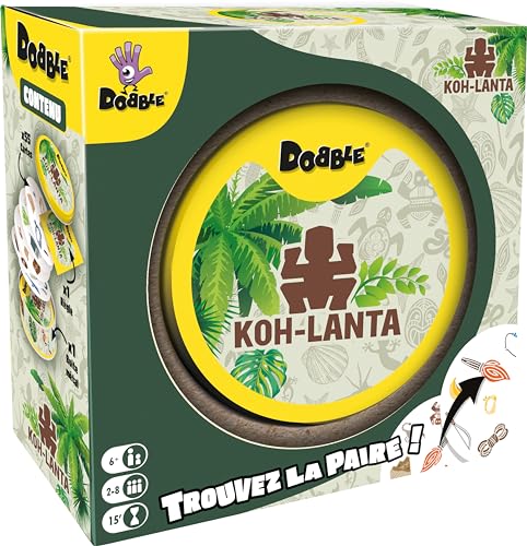 Asmodee - Dobble: KOH-lanta – Gesellschaftsspiele – Kartenspiele – Beobachtungs- und Schnelligkeitsspiel – Spiel für Erwachsene und Kinder ab 6 Jahren – 2 bis 8 Spieler – 15 Minuten – französische von Asmodee