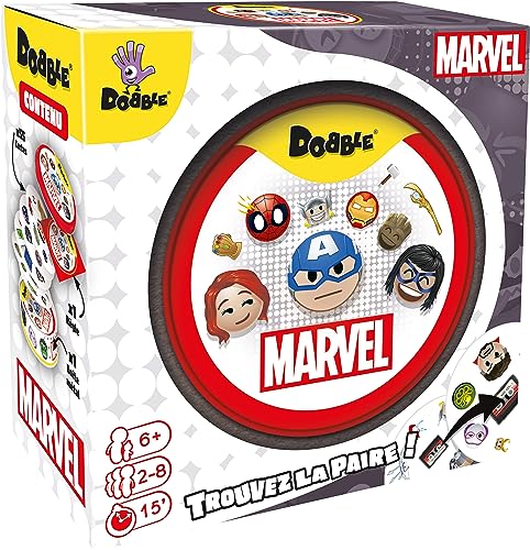 Asmodee - Dobble: Marvel Emoji offiziell – Gesellschaftsspiel – Schnelligkeits- und Beobachtungsspiel – Familienkartenspiele – Spiele für Kinder ab 6 Jahren – 2 bis 8 Spieler – französische Version von Asmodee