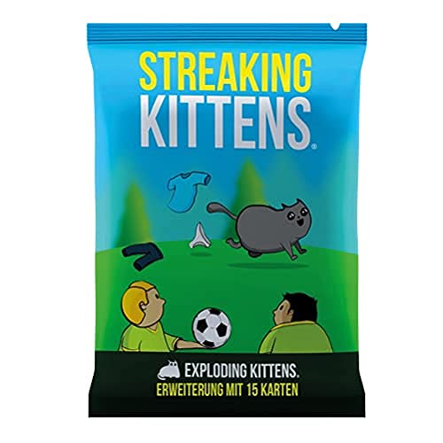 Exploding Kittens, Exploding Kittens – Streaking Kittens, Erweiterung, Partyspiel, Kartenspiel, 2-5 Spieler, Ab 7+ Jahren, 15+ Minuten, Deutsch, Mehrfarbig, Bunt von Exploding Kittens