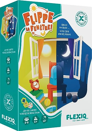 Asmodee FlexiQ Flippe das Fenster – Gesellschaftsspiele – Kartenspiele – Beobachtungs- und Schnelligkeitsspiele – Kinderspiele ab 6 Jahren – 2-8 Spieler – französische Version von Asmodee