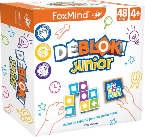 ASMODEE Foxmind – Déblok Junior – Gesellschaftsspiele – Kinderspiele – Schnelligkeitsspiel ab 4 Jahren – 1 bis 4 Spieler – 20 Minuten – französische Version von Asmodee