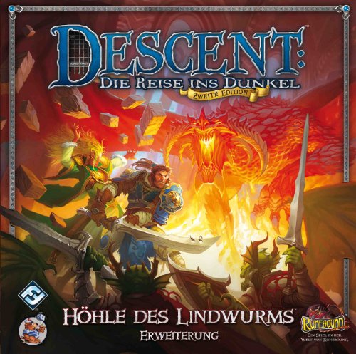 Asmodee HEI0602 - Descent 2 Edition, Die Höhle des Lindwurms, Strategiespiel, Erweiterung von Asmodee