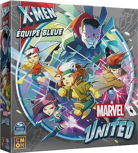 Asmodee CMON – Marvel United – X-Men: blaues Team – Gesellschaftsspiele – Kartenspiele – Kooperatives Spiel – für Erwachsene und Kinder ab 14 Jahren – 1 bis 4 Spieler – französische Version von Asmodee