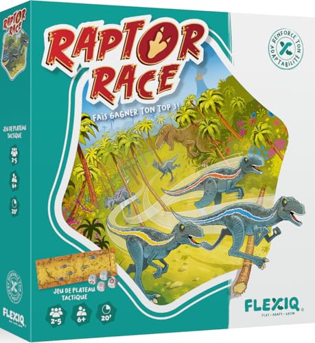 Asmodee - Raptor Race – FlexiQ – Gesellschaftsspiele – Taktisches Rennspiel – Kinderspiel 6 Jahre – 2 bis 5 Spieler – 20 Minuten – Dinosaurier-Figuren – Doppelseitige Platte – französische Version Asmodee - Raptor Race – FlexiQ – Gesellschaftsspiele – Taktisches Rennspiel – Kinderspiel 6 Jahre – 2 bis 5 Spieler – 20 Minuten – Dinosaurier-Figuren – Doppelseitige Platte – französische Version von Asmodee