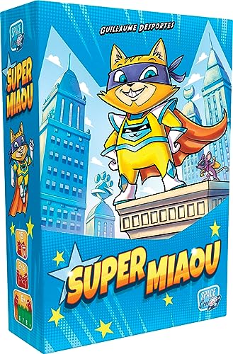 Asmodee - Super MIAU – Gesellschaftsspiel für Kinder ab 6 Jahren – Einweihungsspiel – Kartenspiel im Reiseformat – Familienspiele für 2 bis 4 Spieler – 15 Minuten – französische Version – SpaceCow von Asmodee