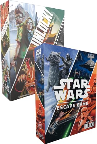 Asmodee - Space Cowboys – Unlock! Bundle Epic Adventures + Star Wars – UNbox Now – Escape Game für Kinder und Erwachsene – Kartenspiele ab 10 Jahren – kostenlose App – französische Version von Asmodee