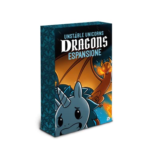 Asmodee, Unstable Unicorns: Dragons, Erweiterung Brettspiel, italienische Ausgabe von Asmodee