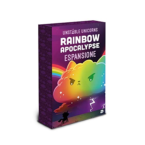 Asmodee, Unstable Unicorns: Rainbow Apocalypse, Erweiterung des Brettspiels, italienische Ausgabe von Asmodee