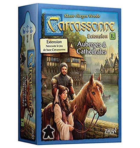 Asmodee ZJT-018 Z-Man Spiele Carcassonne Gesellschaftsspiel-Strategiespiel, Erweiterung 1: Inns & Kathedralen von Asmodee