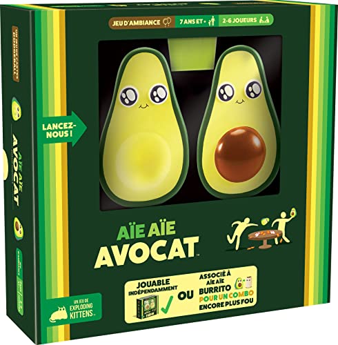 Asmodee Exploding Kittens Aie Aie Aie Avocado – Gesellschaftsspiele – Gesellschaftsspiele – Kartenspiele – Kinderspiel ab 7 Jahren – 2-6 Spieler – französische Version von Asmodee