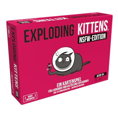 Exploding Kittens, Exploding Kittens: NSFW Edition (Auflage 2024), Grundspiel, Partyspiel, Kartenspiel, 2-5 Spieler, Ab 18+ Jahren, 15 Minuten, Deutsch, Schwarz von Asmodee