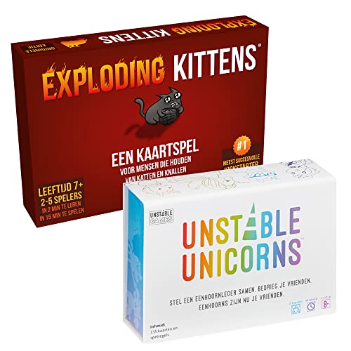 Exploding Kittens - TeeTurtle - Exploding Kittens + Unstable Unicorns Bundle - Partyspiele - Niederländische Sprache von Asmodee