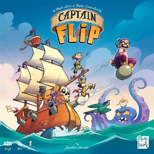 PlayPunk, Captain Flip, Familienspiel, Legespiel, nominiert zum Spiel des Jahres 2024, 2-5 Spieler, Ab 8+ Jahren, 20 Minuten, Deutsch, Mehrfarbig, Bunt von Asmodee