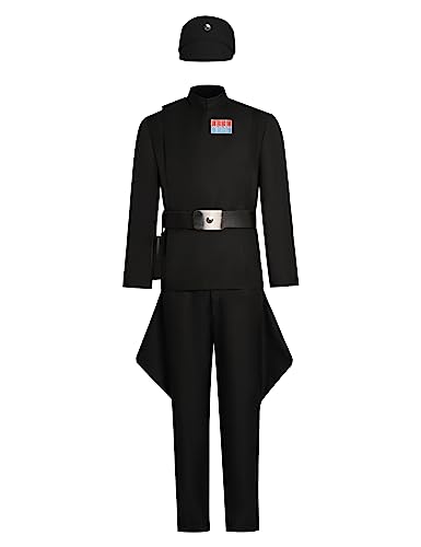 Asnoxuzi Erwachsene Imperial Offizier Kostüm Männer Premium Imperial Offizier Uniform Volles Set mit Hut (Black, L) von Asnoxuzi