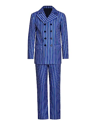 Asnoxuzi Erwachsene Männer 15th Arzt Kostüm Peter Davison Kostüm Full Suit Der fünfte Arzt Kostüm Outfits (Blue, 2XL) von Asnoxuzi