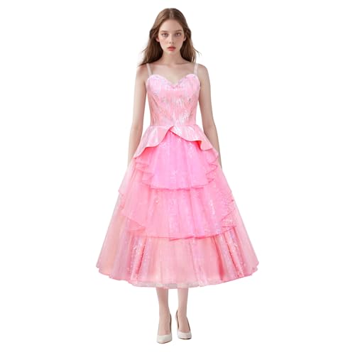 Asnoxuzi Frauen Glinda Cosplay Kleid Glinda Gute Hexe Kostüm Erwachsene Elphaba Hexe Cosplay Kostüm (Rosa 1, Groß) von Asnoxuzi